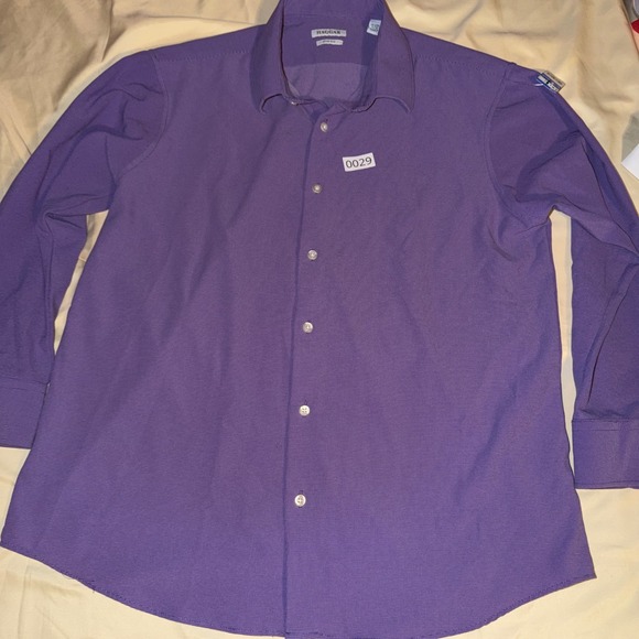 Haggar Other - Haggar Slim Fit Purple Dress Shirt Mens 17-17.5 32/33 Stretch Recycled Poly